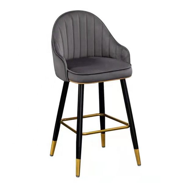 Contemporary Upholstered Bar Stool with Supportive Backrest and Footrest