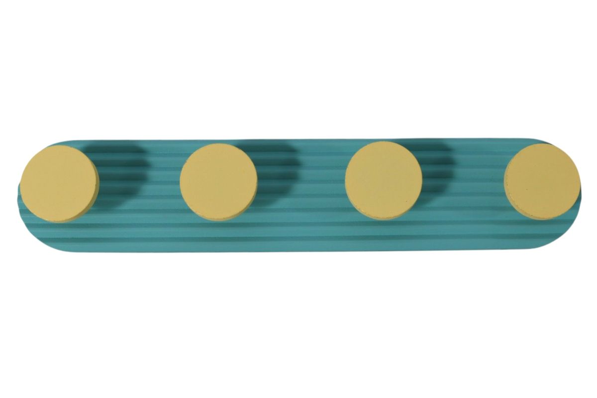 Childrens Coat Rack Rectangular with 4 Knobs 30.5cm