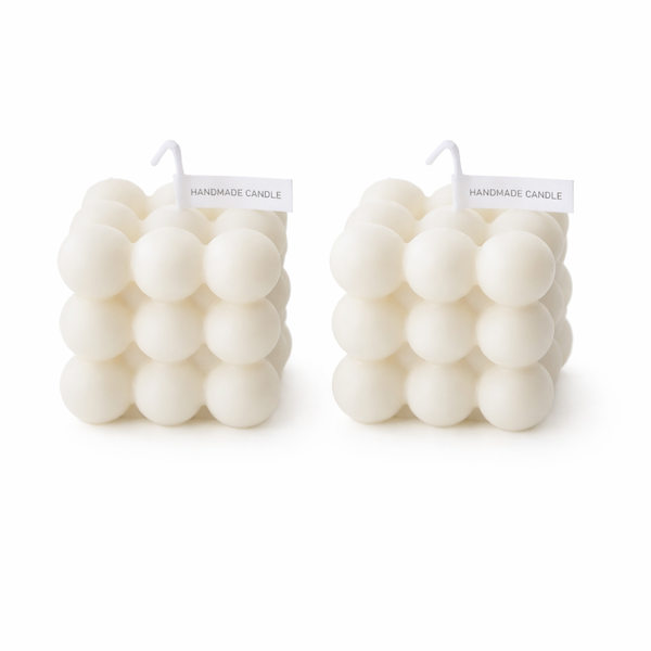 2 Pack - Bubble Cube Candle - White