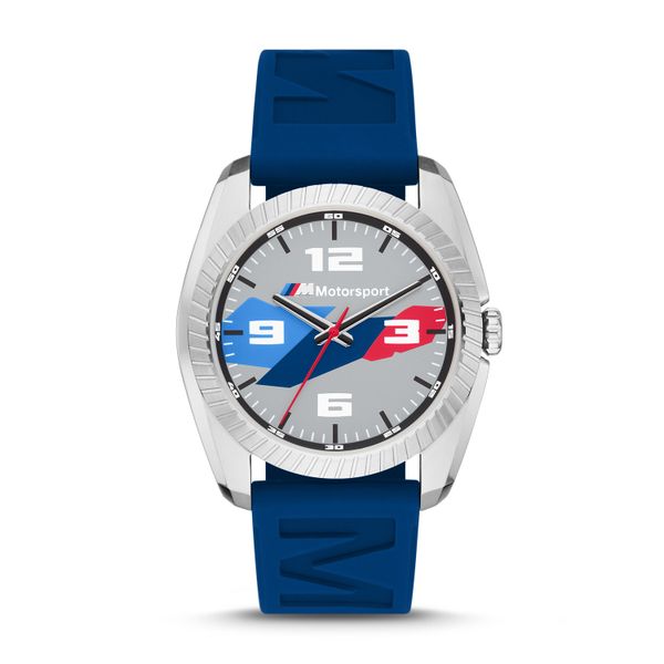 BMW M Motorsport Three-Hand Blue Silicone Watch - BMW1013