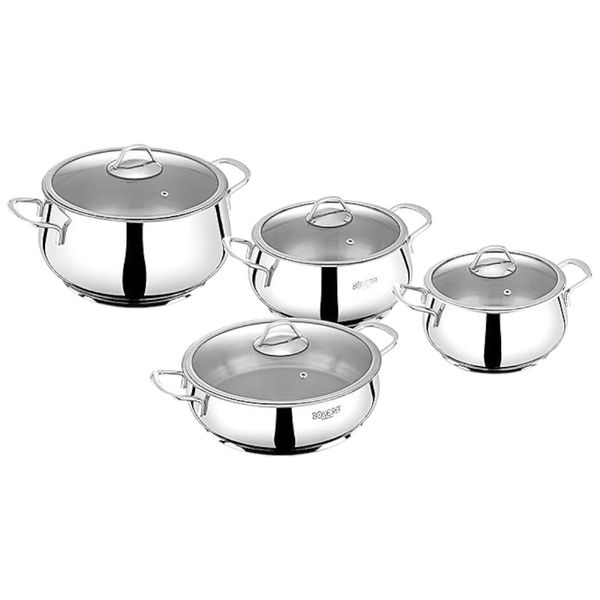 Bonera 8 Piece Stella Cookware Set - Stainless Steel Belly Shape