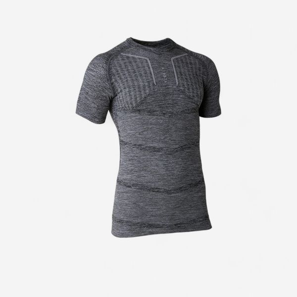 Kipsta Adult Short-Sleeved Thermal Base Layer Top Keepdry 500 - Grey