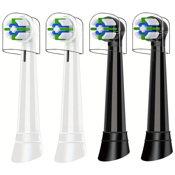 BASED Oral-B iO Compatible Toothbrush Heads - 4 Pack - (2 Black &amp; 2 White)