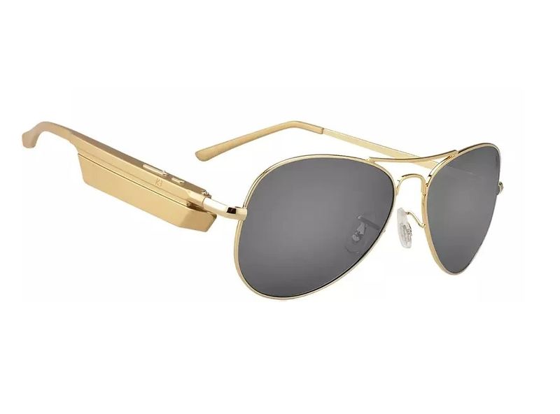 Gold Frame Bluetooth Sunglasses with Black Lens
