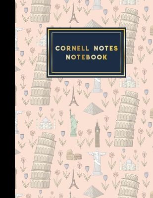 Cornell Notes Notebook: Note Taking Notebook, For Students, Writers, school supplies list, Cute World Landmarks Cover, 8.5" x 11", 200 pages