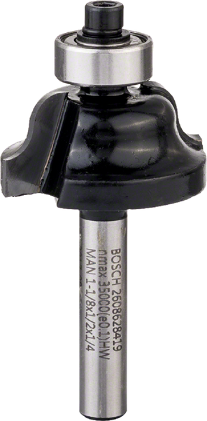 Edge forming bit B 1/4", R1 4 mm, D1 28,6 mm, B 15,9 mm, L 12,4 mm, G 54 mm