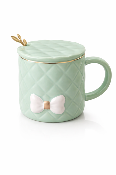 Porcelain Mug with Lid and Spoon