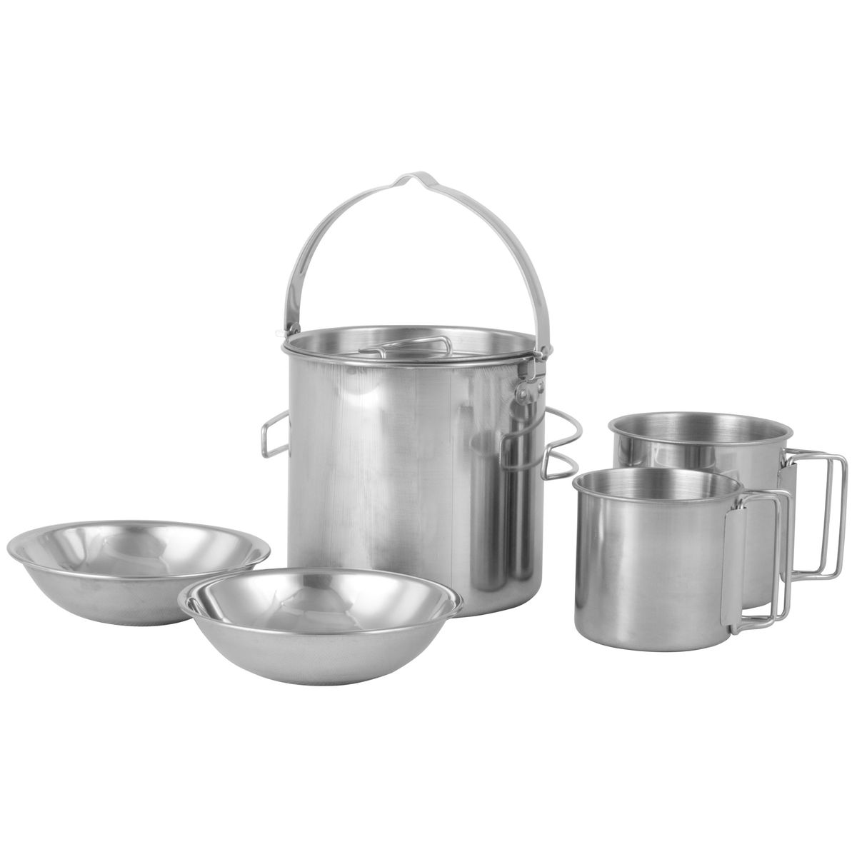 Compact Camping Cookware Pot Bowl Kettle Cup with Lid 5 pieces set