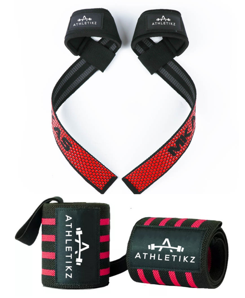Athletikz Lifting Straps &amp; Wrist Wraps - Combo Pack - Weightlifting Set