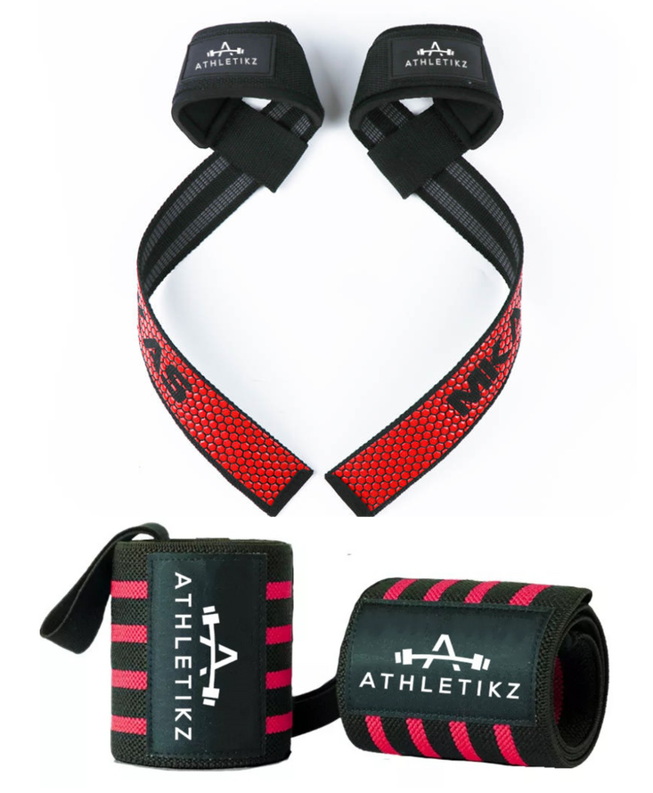 Athletikz Lifting Straps & Wrist Wraps - Combo Pack - Weightlifting Set ...