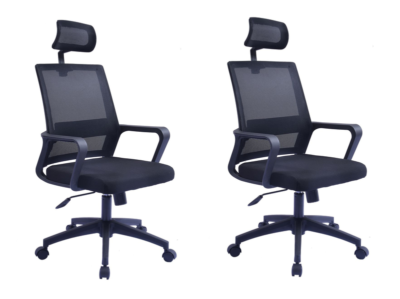 Office Executive Chairs with Headrest - Pack of 2 – Black Colour