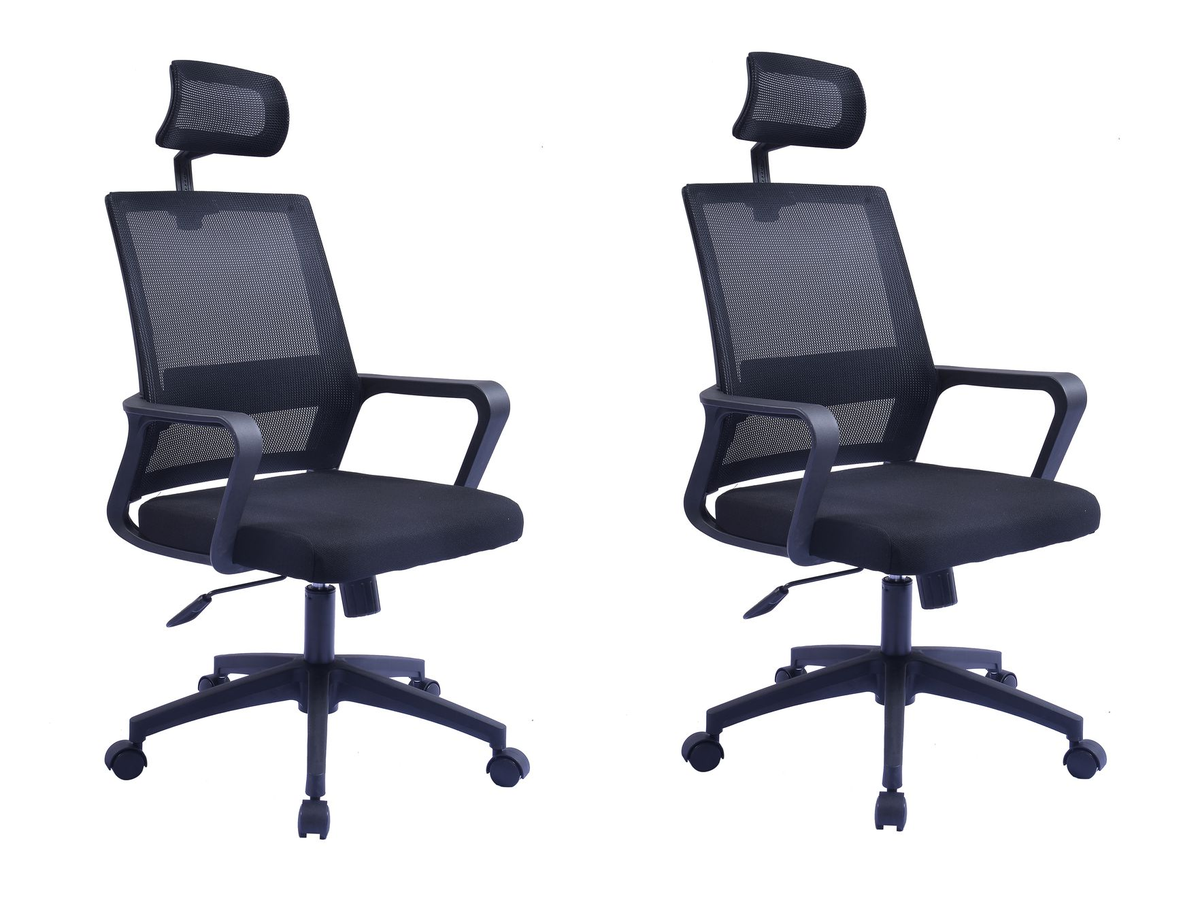 Office Executive Chairs with Headrest Pack of 2 Black Colour Shop