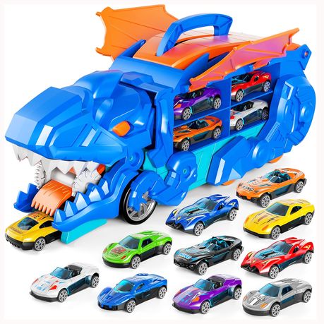Dinosaur Transporter Truck Toy With 10 Die-Cast Cars Toddler Toys For Kids Image