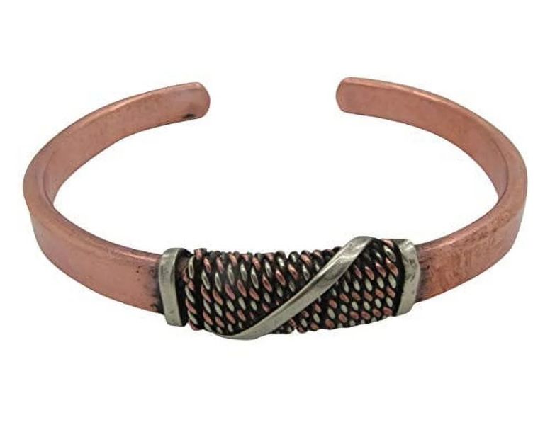 Solid Copper and Brass and Nickel Cuff Bracelet