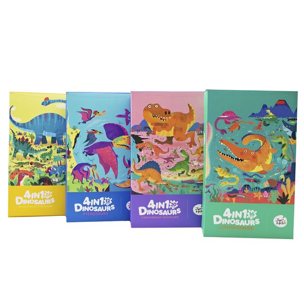 Jarmelo 4-in-1 Glow-in-the-Dark Dinosaur Puzzles