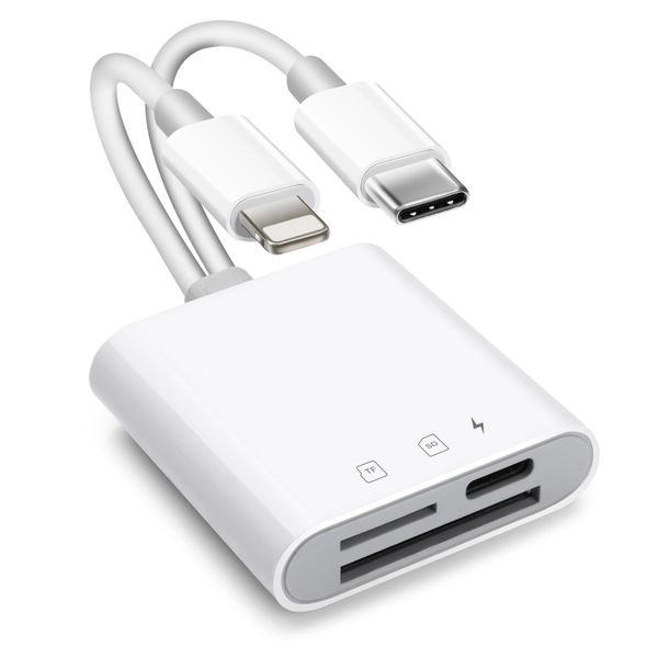 Fudisenn Dual Cable Type-C &amp; Lightning to SD/TF Card Reader