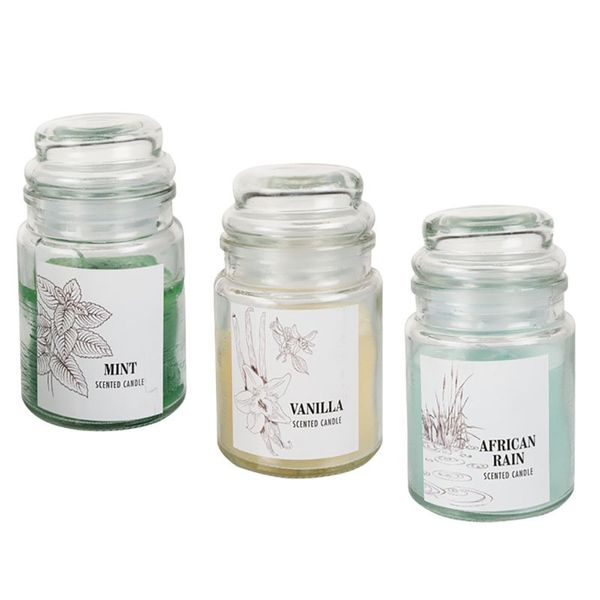 Bulk Pack x 3 Candle In Holder Glass With Lid - 11cm High Scent