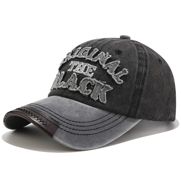Baseball Cap Vintage Washed Denim Adjustable Fit Black
