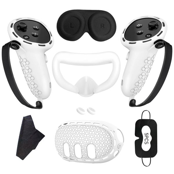 Compatible with Meta Quest 3 7-in-1 Silicone VR Protective Accessory Set