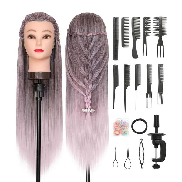 28" Hair Mannequin Head with Tools Clamp for Braiding Hairdressing Practice