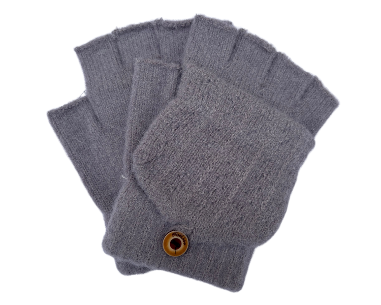 Winter Plain Convertible Fingerless Gloves - Half Finger Mittens