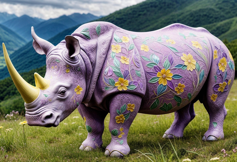 Canvas Wall Art Home Decor - Colourful Rhino