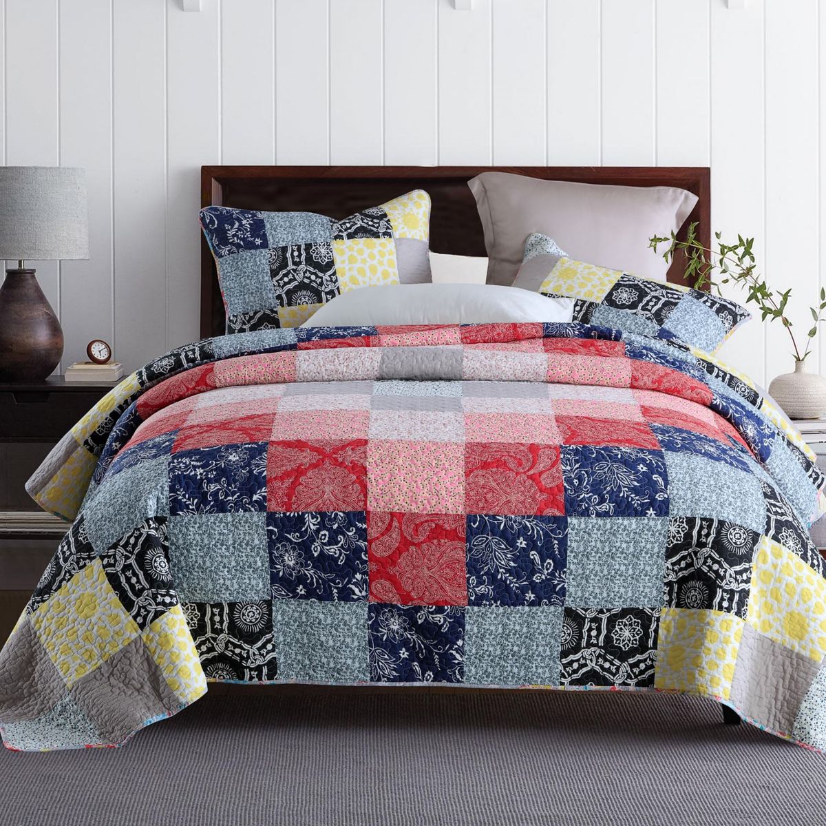 Quilt Cotton Four Seasons Reversible Patchwork Embroidered