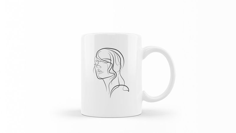Designer Line Art Coffee Mug - Beauty 16