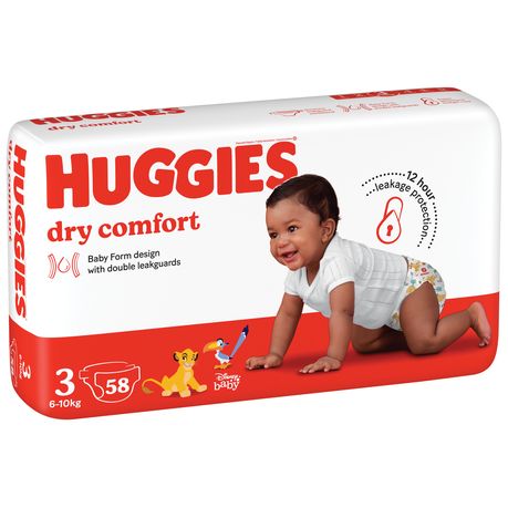 Huggies Dry Comfort Size 3 Diapers 58 Pack, Disposable Nappies, Nappies, Baby