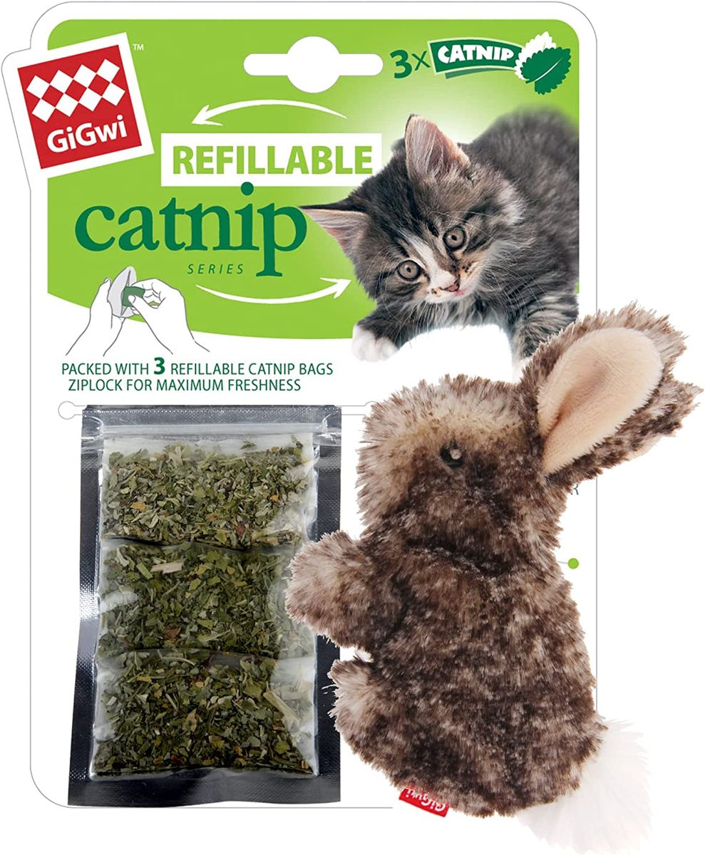 Catnip Toy Refillable Catnip Rabbit with 3 Catnip Teabags Shop Today