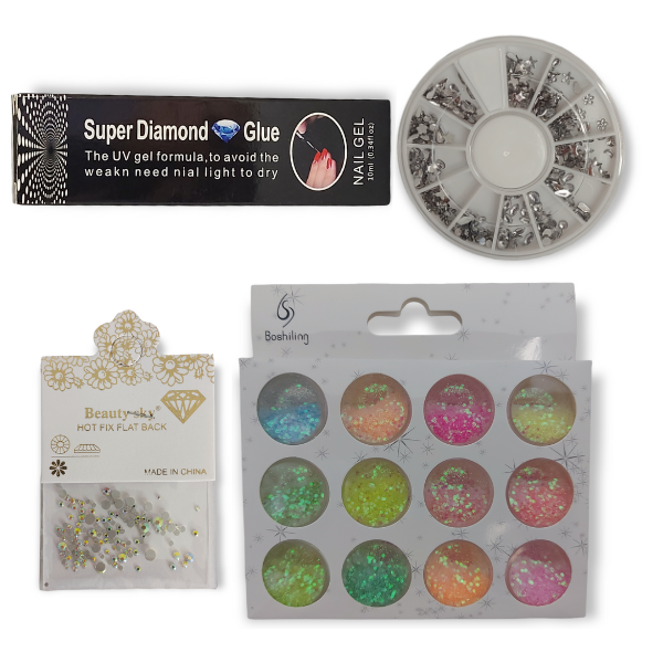 Nail Art Neon Glitter, Crystals and Diamond Glue – Nails by Nicole