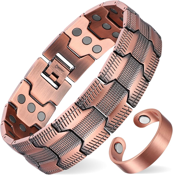 Men's Copper Bracelet,3X Strength 99.99% Pure Copper Magnetic Bracelets