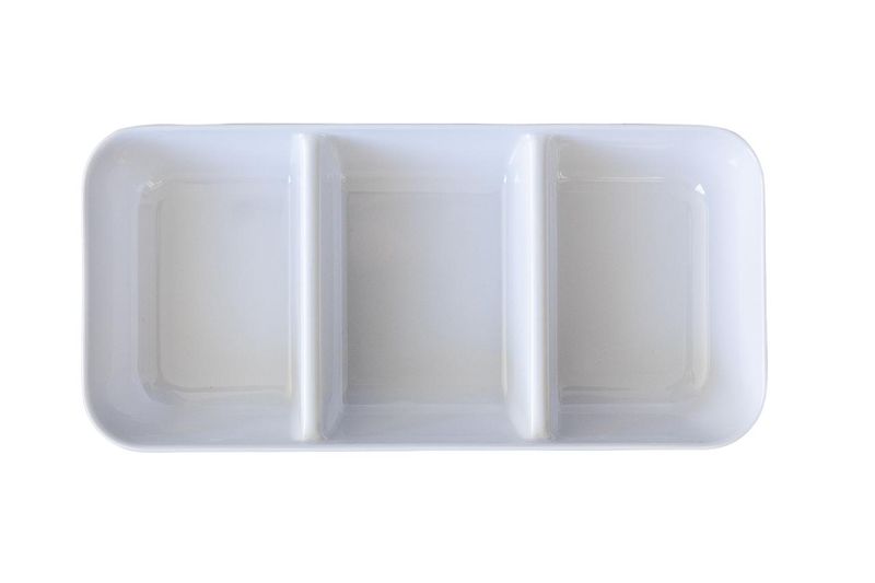Home Classix Melamine White 3-Div Platter - 25.5x12.2x3.7cm