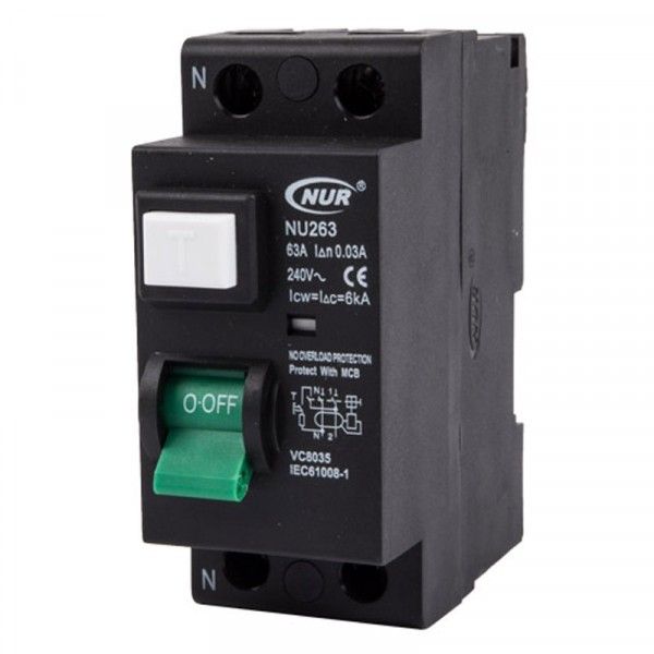 NUR - DIN Rail DP Earth Leakage - 63 Amp x 3ka