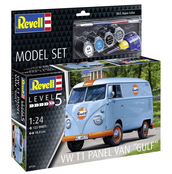Revell 1/24 Volkswagen T1 Panel Van (Gulf) Model Kit w/paints, glue &amp; brush