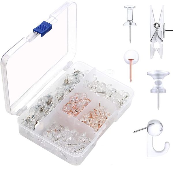 Box of 200Pcs Clear Push Pins Set