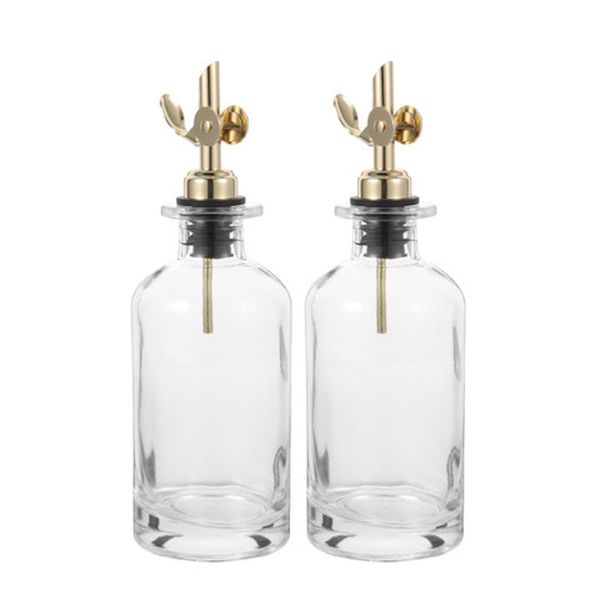 Set of 2 - 350ml Oil and Vinegar Dispensers with Gold Pourer