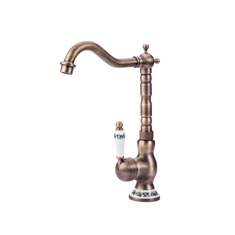 Trendy Taps Deck Mounted with Single Handle Floral + Brass Bathroom Mixer
