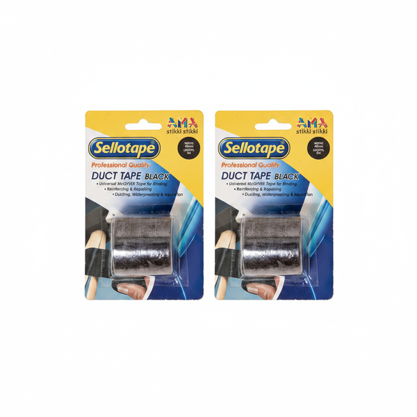 Sellotape Black Duct Tape 48mm x 5m - 2 Pack