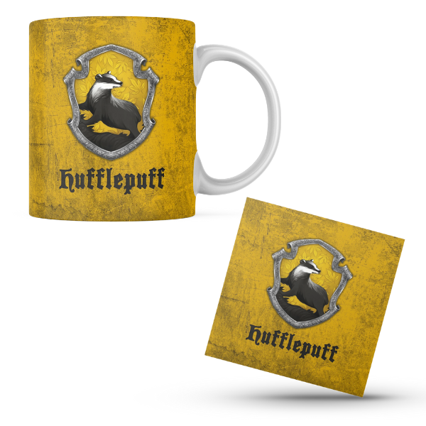 Harry Potter Hufflepuff Themed Printed Coffee Cup and Coaster Set