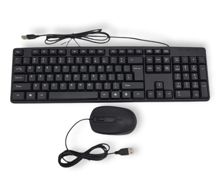 Wired Keyboard and Mouse Set - Full-Size Layout + USB-A Plug