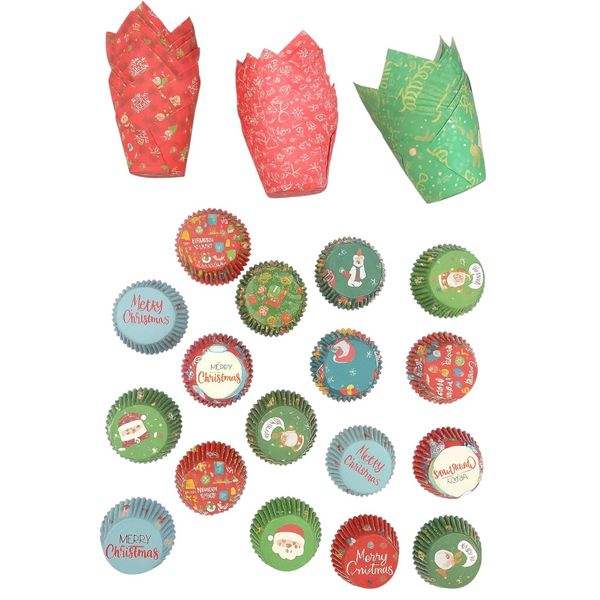 150-Piece Christmas Cupcake Liner Set - Multicolor