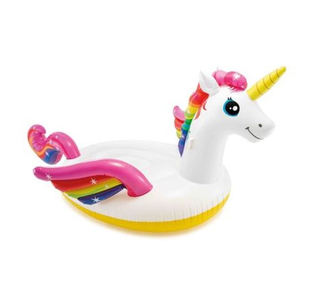 Mega Unicorn Island Inflatable Float for Pool, Beach, and Summer Fun