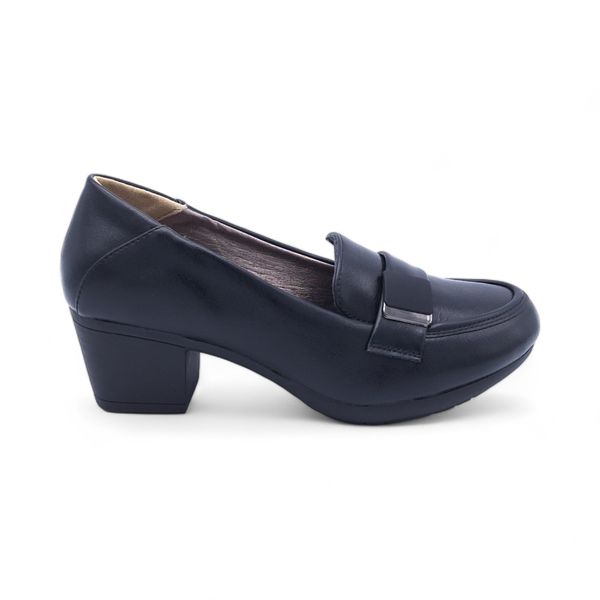 TTP Women's Classic Block Heel Courts with Square Strap Over Upper - HT3805