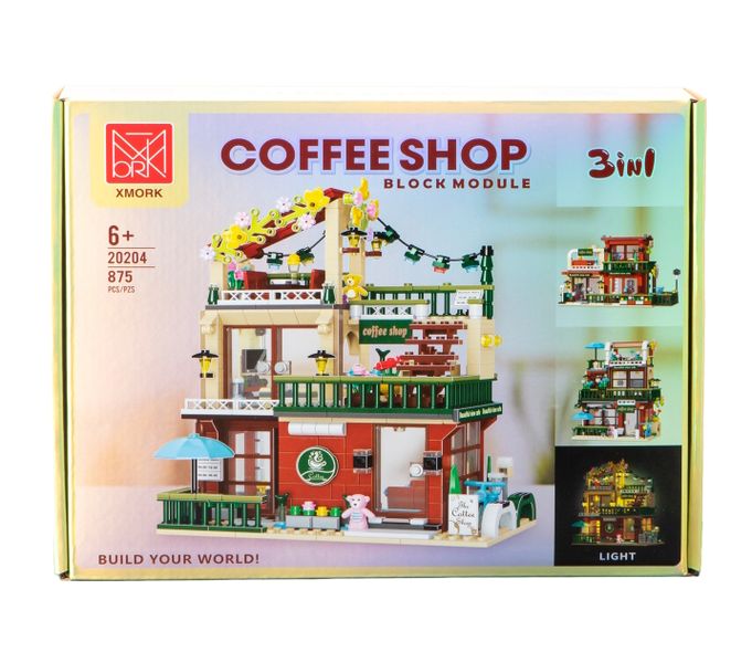 XMork Model 3-in-1 Coffee Shop (875 Pieces) - 22.2cm Tall