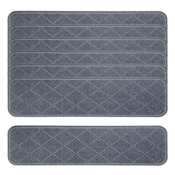 Chenshia 7pc Safe Easy Wash Self-Adhesive Non-Slip Stair Treads Carpet Mats