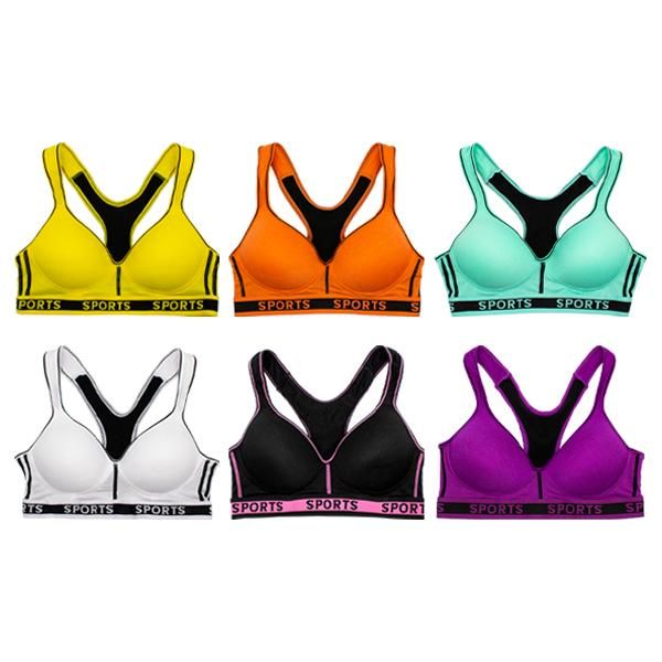 Colour Wireless Sports Bra's - Pack Of 6 - 8923