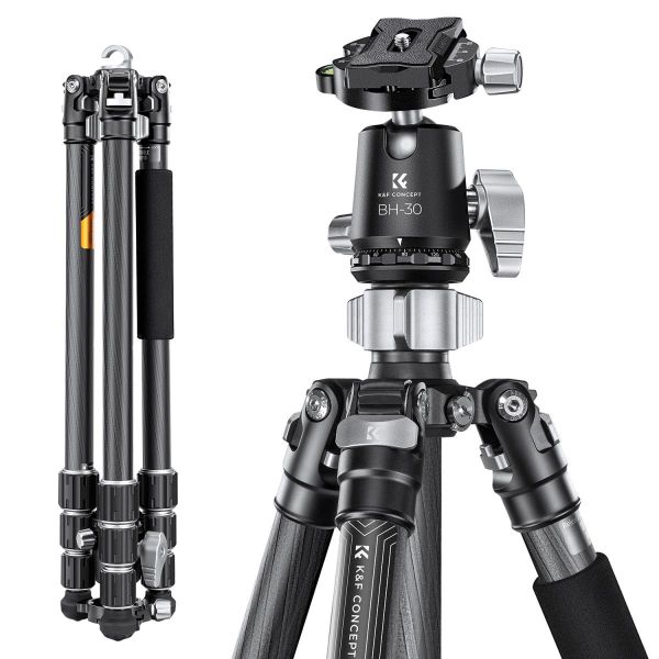 K&amp;F Concept X Series Carbon Fibre Tripod X254C4 with BH-30 Head -Grey+Black
