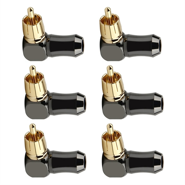 6Pcs RCA Connector Audio Plug Male 90 Degree Right Angle Elbow