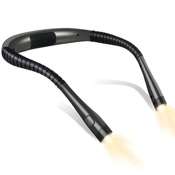 LED Neck Reading Light 3 Colors&amp;3 Brightness Adjustable Rechargeable Bendy